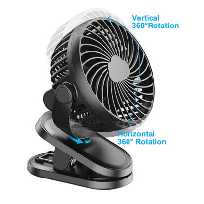 3 Speeds Mini Cooling Fan USB Rechargeable Clip On Desk Baby Stroller Portable - Image 6