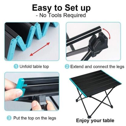 Folding Camping Table Light Weight Portable Aluminium Frame Outdoor Picnic Bag - Image 5