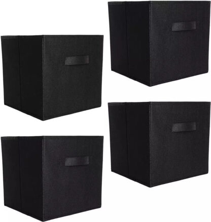 4 Pack Foldable Storage Box Foldable Canvas Drawer Organizer Fabric Cube - Image 8