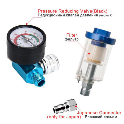Mini Air Pressure Regulator Gauge Spray Gun & In-Line Water Trap Air Filter - Image 3