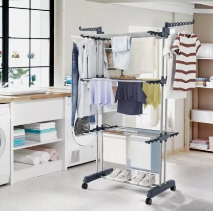 4 Tier Clothes Airer Dryer Rack Foldable Dry Rail Hanger Laundry Indoor Outdoor - Image 7