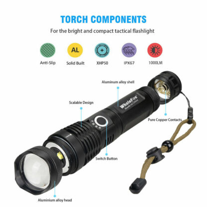 High Power 12000000 Lumen Ultra Bright Aluminum Flashlight LED Rechargeable UK - Image 7