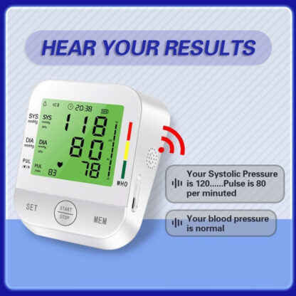 Home Arm Blood Pressure Monitor With Large Arm Cuff, Voice Announcement, Three-color Backlight And Large Display - Image 6