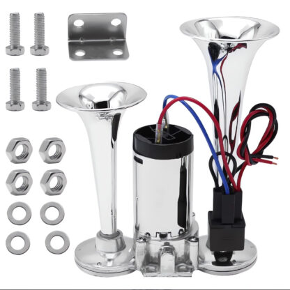 600DB Super Loud Train Air Horn Kit 12V Truck Car Dual Trumpet W Air Compressor - Image 9