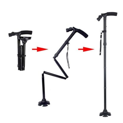 Collapsible Safety LED Walking Stick Adjustable Travel Hiking Cane Trekking Pole - Image 6
