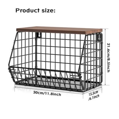 2 Pack Metal Fruit Baskets Wall Holder Storage Basket Organizer Shelf For Fruit - Image 4