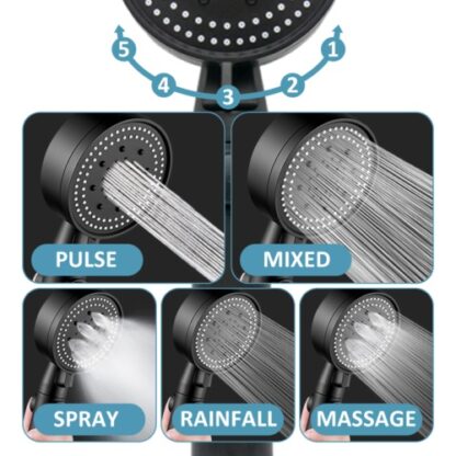 High Pressure Bath Shower Head 5 Mode Large Chrome Handset Heads Water Saving - Image 10