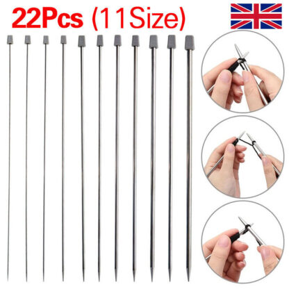 22pcs-11Pairs 25cm Single Pointed Stainless Steel Knitting Needles Set 2mm-8mm - Image 8