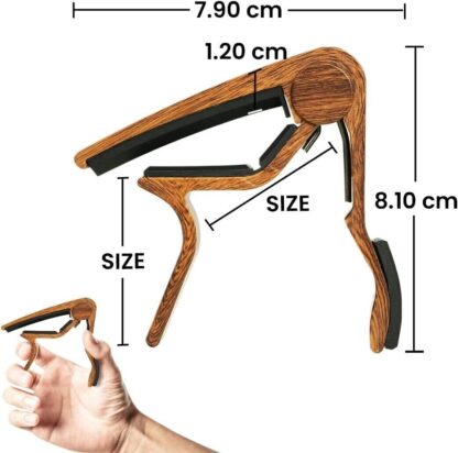Capo Quick Change Guitar Capo  Wooden With 5 Guitar Picks - Image 4