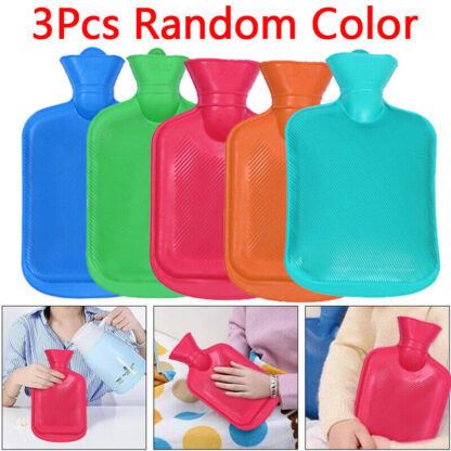 3 Pack 2L HOT WATER BOTTLE NATURAL RUBBER WARMER LARGE PAIN RELIEF HEAT ACHING - Image 2