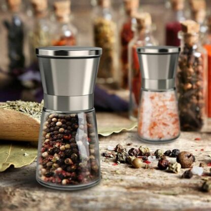 2x Pepper And Salt Grinder Set Mill Adjustable Stainless Steel Shaker Coarse - Image 4