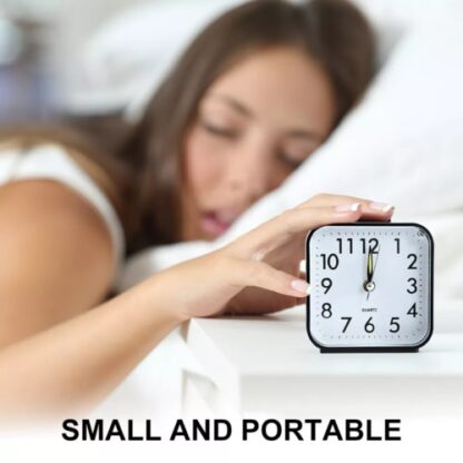 Quartz Alarm Clock With Night Light No Tick Snooze Silent Small Bedside Clock - Image 4