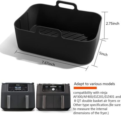 2 PCS Air Fryer Silica Gel Baking Pan Dual Basket Liner Handle Baking Oven New - Image 4