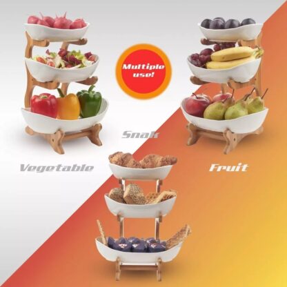 Multifunction Fruit Basket 3Tier Ceramic Bowl Countertop Fruit Bowl Vegetable - Image 8