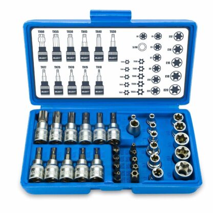 34Pcs Torx Torque Tork Star Bits Drive Male Female 3-8 Chrome Sockets Set Tool - Image 5
