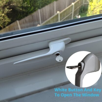 5 Cylinder UPVC Universal Window Handle Straight Lock Espag Double Glazing White - Image 5