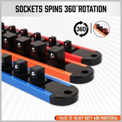6pc Socket Organizer Mountable Sliding Holder Rail Rack Tool Storage - Image 6
