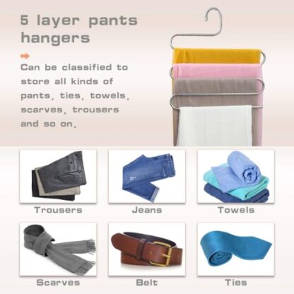 3pcs Clothes Pants Trouser Hanger Multi Layer Storage Closet Space Saver Organizer - Image 9