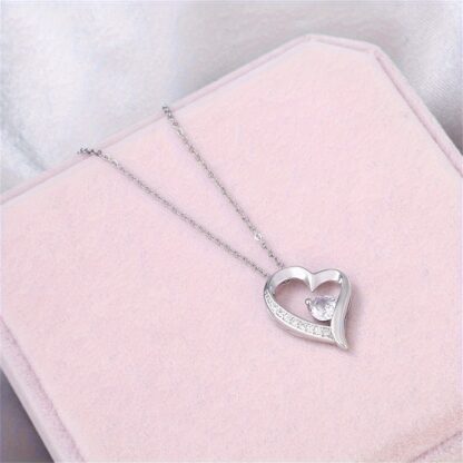 Cubic Zirconia Heart Necklace With Heart For Gifts  925 Sterling Silver Necklace - Image 6