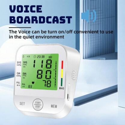 Home Arm Blood Pressure Monitor With Large Arm Cuff, Voice Announcement, Three-color Backlight And Large Display - Image 8