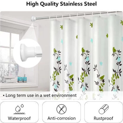 Heavy Duty Extendable Telescopic Shower Curtain Pole Rail Rod Bath Door Window - Image 9