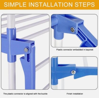 4 Tier Clothes Airer Dryer Rack Foldable Dry Rail Hanger Laundry Indoor Outdoor - Image 3
