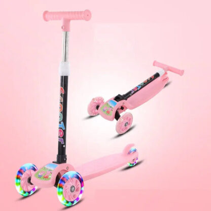 Blue Kids Scooter 3 Wheels Kids Kick Push Flashing Led Light Up Adjustable - Image 3