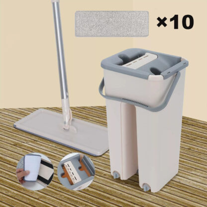 UK Multi Functional Wash  Dry Mop And Bucket Set  Flat Squeeze  10 Pads - Image 4