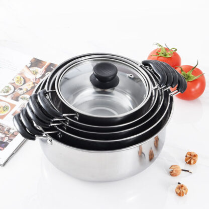 5PCS Stainless Steel Saucepan Induction Cooking Pot Cooker Cookware Kitchen - Image 5