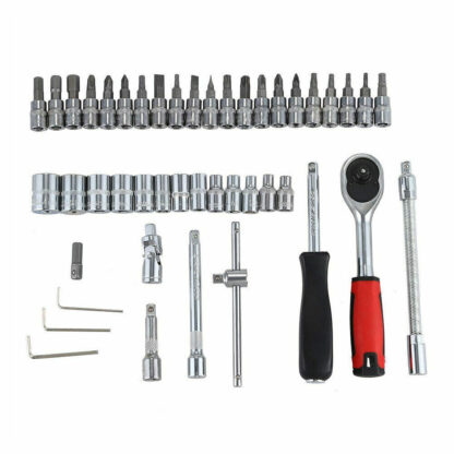 46PCS Metric Socket Set Ratchet Torx Wrench Kit 1  4   Drive Repair Tool With Case - Image 2