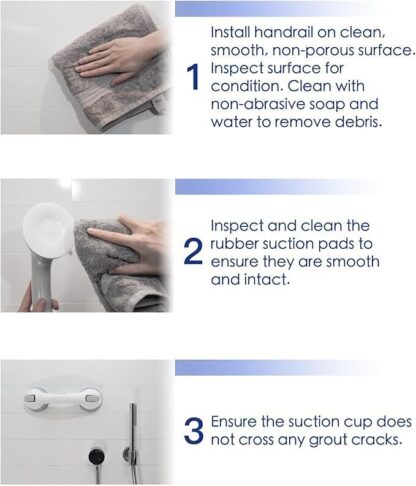 2 X SAFETY SUPPORT HAND RAIL HANDLE BAR GRIP GRAB SUCTION BATH BATHROOM SHOWER - Image 4