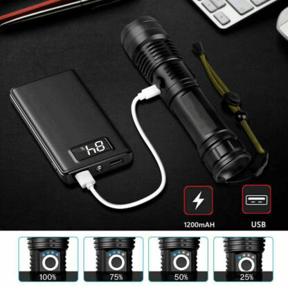 High Power 12000000 Lumen Ultra Bright Aluminum Flashlight LED Rechargeable UK - Image 4