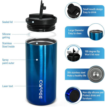 Thermal Travel Coffee Mug Cup Hot Warm Insulated Drinks Thermal Flask UK - Image 3