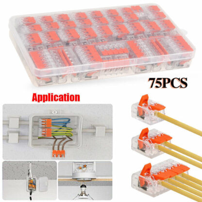 75x For Wago 221 Electrical Connectors Wire Block Clamp Terminal Cable Reusable - Image 3