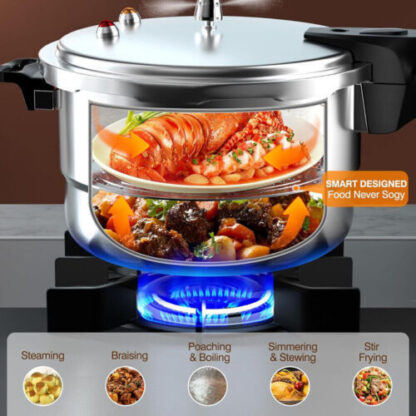 5L Aluminium Pressure Cooker Quick With Lid Latch Indicator Explosion-Proof - Image 7