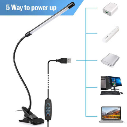USB Clip On Desk Lamp Flexible Clamp Reading Light LED Bed Table Bedside Night - Image 3