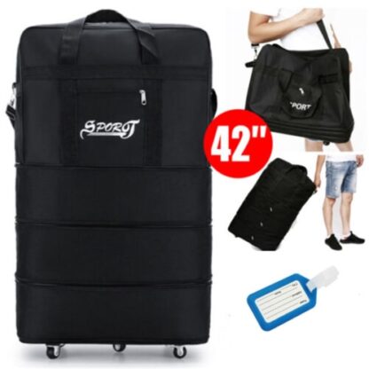 42- 6 Wheels Extra Large Lightweight Luggage Trolley Suitcase Travel Bag Handbag - Image 4