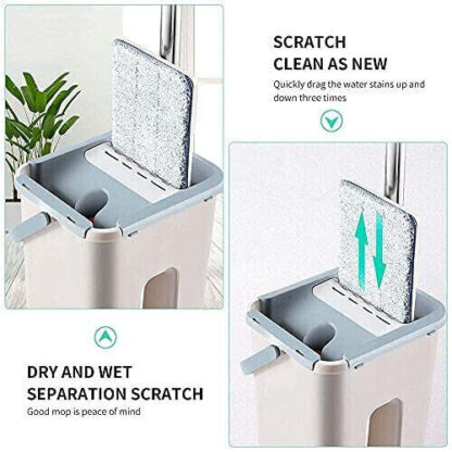 UK Multi Functional Wash  Dry Mop And Bucket Set  Flat Squeeze  10 Pads - Image 5