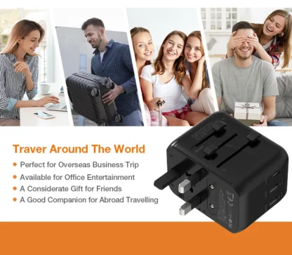 2025 All in One Universal International Travel Adapter 2 USB Port World Travel AC Power Charger Adapter AU US UK EU Converter - Image 17