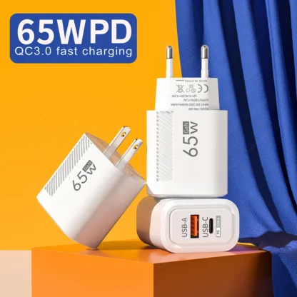 65W GaN USB Fast Charger Quick Charge3.0 PD Type C Wall Charger For iPhone 15 14 Samsung Xiaomi Huawei USB C Phone Power Adapter - Image 4