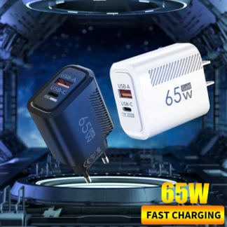 65W GaN USB Type C Charger Fast Charging EU/US Plug Phone Charger Adapter For iPhone Samsung Xiaomi Huawei Portable Wall Charger