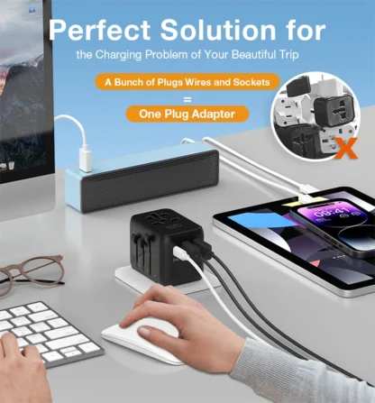 2025 All in One Universal International Travel Adapter 2 USB Port World Travel AC Power Charger Adapter AU US UK EU Converter - Image 9