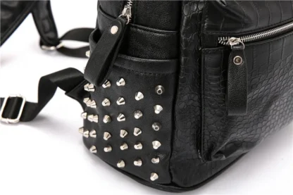 Fashion Rivet Backpack Men Alligator PU Leather Men's Backpacks Laptop Bag Rock Hip-Hop Travel Backpack Male Student School Bag - Image 18
