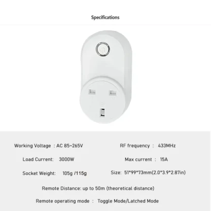 433 Mhz Wireless Remote Control Switch AC220V 15A UK Smart Socket And Rf Universal Plug With Electrical Outlets For Light/Led - Image 4