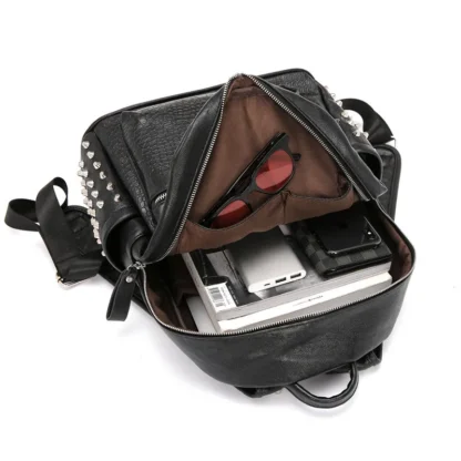 Fashion Rivet Backpack Men Alligator PU Leather Men's Backpacks Laptop Bag Rock Hip-Hop Travel Backpack Male Student School Bag - Image 24