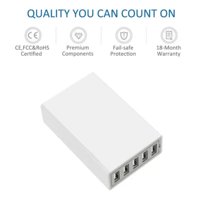 5 Ports USB Charger Desktop Charging Station 40W Smart Charger Adapter for Smart Phone iPhone 15 14 Samsung S23 S22 Xiaomi - Image 11