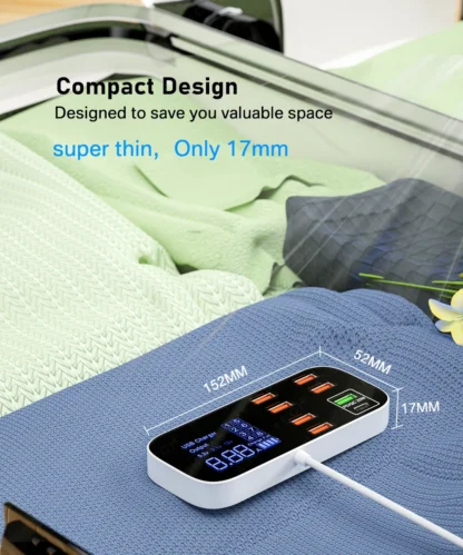 40W 8 Ports USB Car Charger QC3.0 PD Type C Fast Phone Charger with LED Display Multi USB Charger for iPhone 14 Android Samsung - Image 13