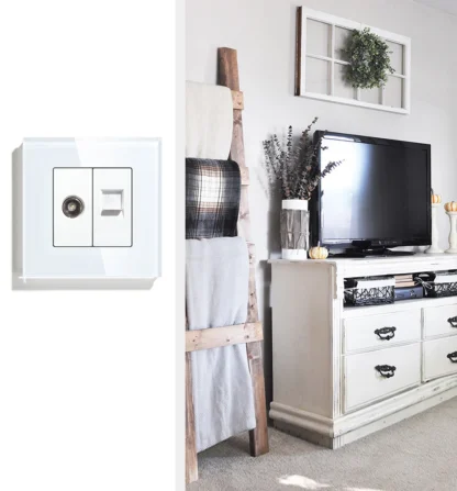 BSEED Single TV CAT5 Internet Socket Double EU Power Socket Triple Germany  With RJ45 Television Wall Sockets Glass Frame - Image 26