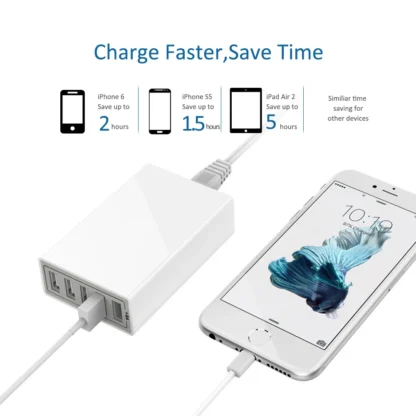 5 Ports USB Charger Desktop Charging Station 40W Smart Charger Adapter for Smart Phone iPhone 15 14 Samsung S23 S22 Xiaomi - Image 10