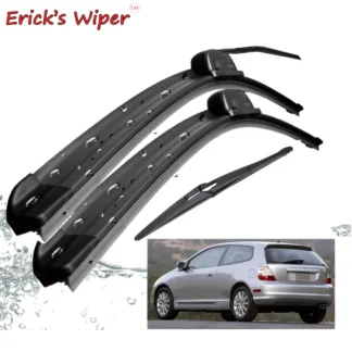 Erick's Wiper Front & Rear Wiper Blades Set Kit For Honda Civic 7 Hatchback 2000 - 2006 Windshield Windscreen Window 24"+14"+12"